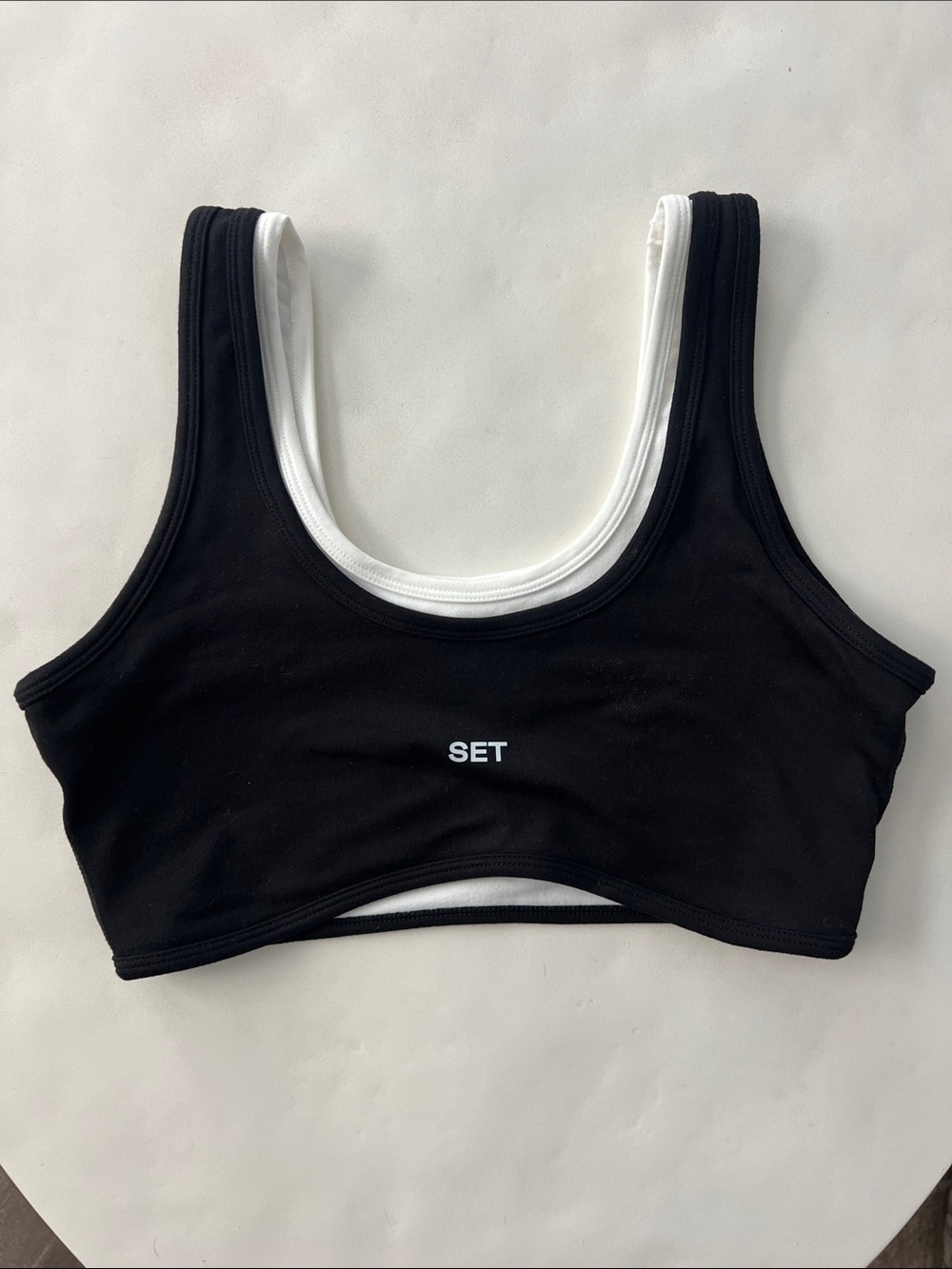 SET ACTIVE Formcloud Contrast Sports Bra Black White Medium